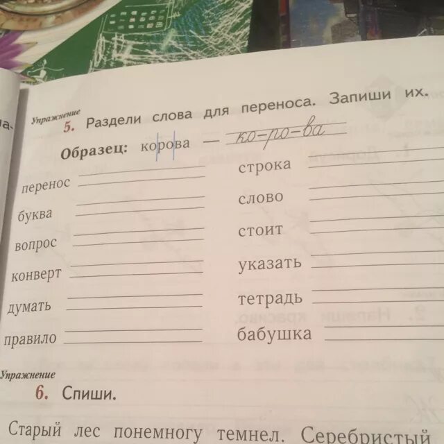 Номер разбить слова. Раздели и запиши слова для переноса. Раздели слова для переноса запиши их. Разделе слова для переноса запиши их перенос. Записать слова разделяя их для переноса.