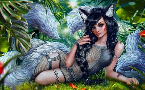 Обои девушки кошки