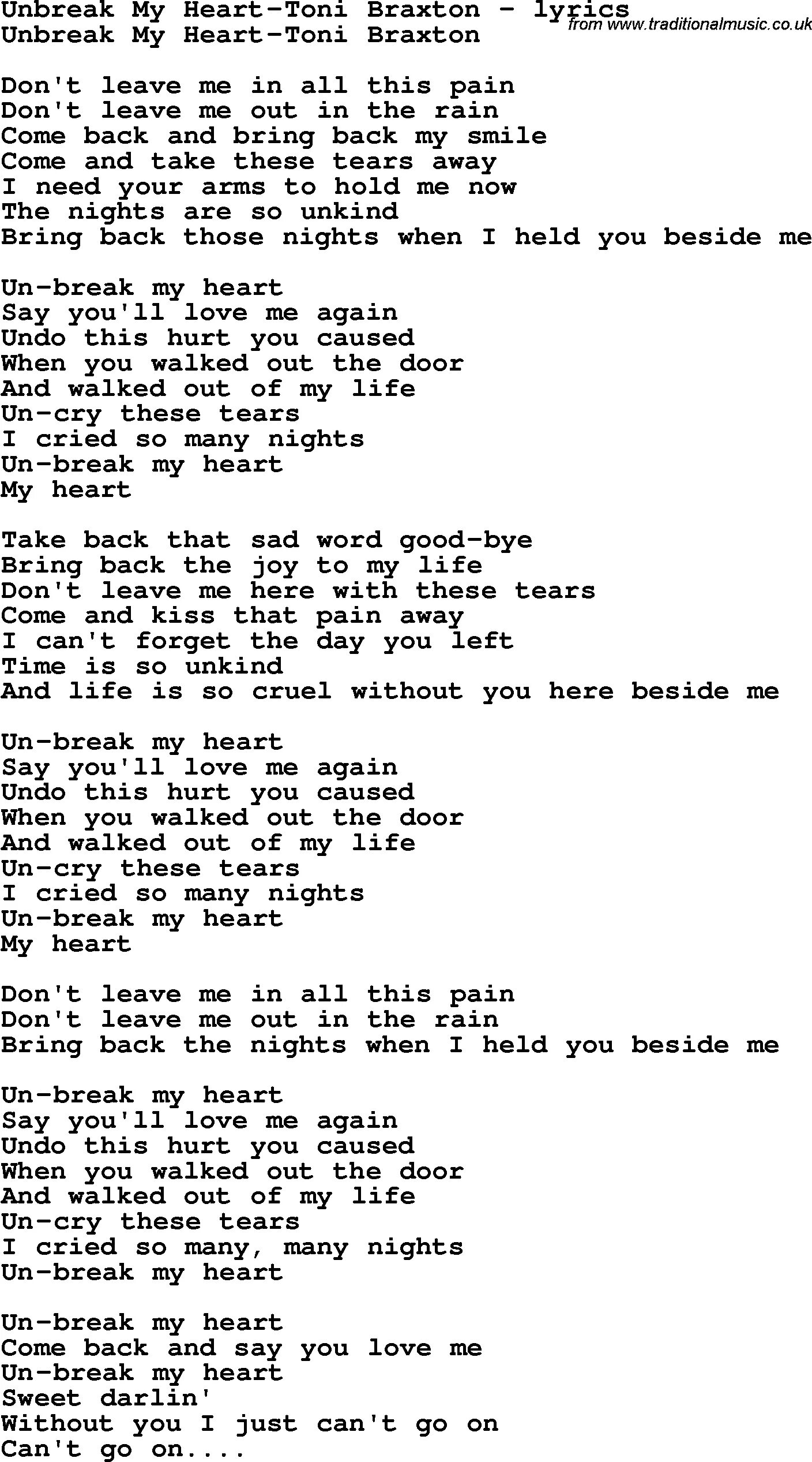 Песня i break my heart. Тони брекстон unbreak текст. toni braxton unbreak my текст. un break my heart текст. тони брекстон unbreak my heart текст.