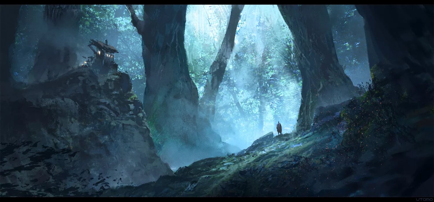 Размытый мир фэнтези. Пещеры в тайном лесу Sky. Эстетика Волшебный лес. Разгадайте тайну алтаря путь в туманном лесу