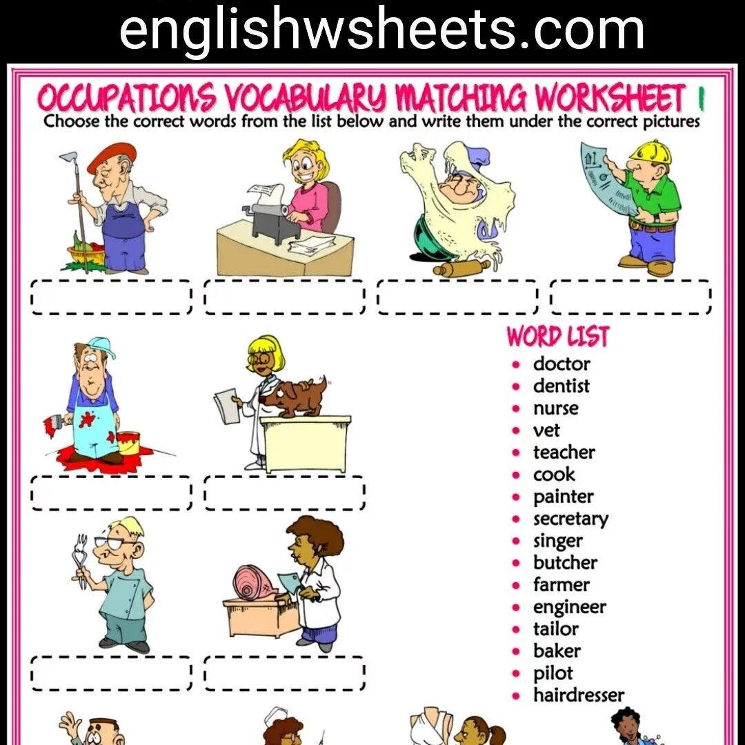 Job work exercises. Профессии worksheets. jobs задания для детей. worksheets профессии english. professions in english упражнения.