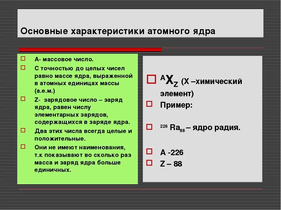 Из каких химических элементов состоит ядро. Характеристики атомного ядра. Основные характеристики атомных ядер. Основные характеристики строения атомного ядра. Состав и характеристики ядра.