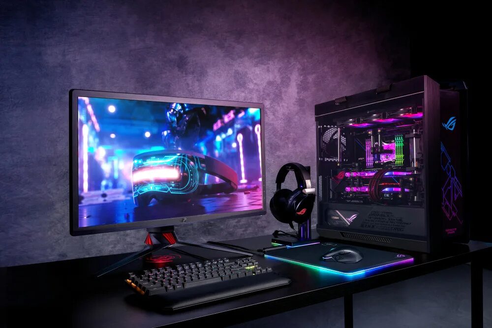 Игра компьютер монитор компьютера. Asus rog компьютер 2025. asus rog neon 4k. digital razor игровые компьютеры. игровой пк асус 2025.