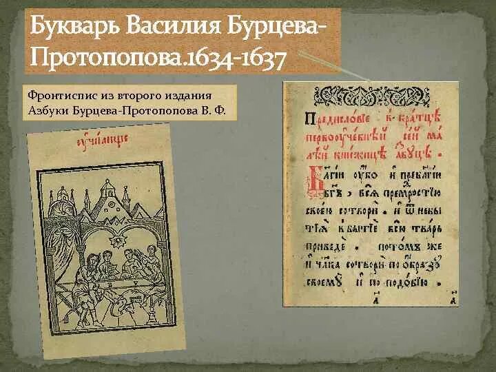 «Букварь» («Азбука») Василия Бурцова-Протопопова. Первый букварь Василия Бурцова. Букварь Василия Бурцева 1637. Букварь Бурцова Протопопова 17 век. Букварь языка славенска