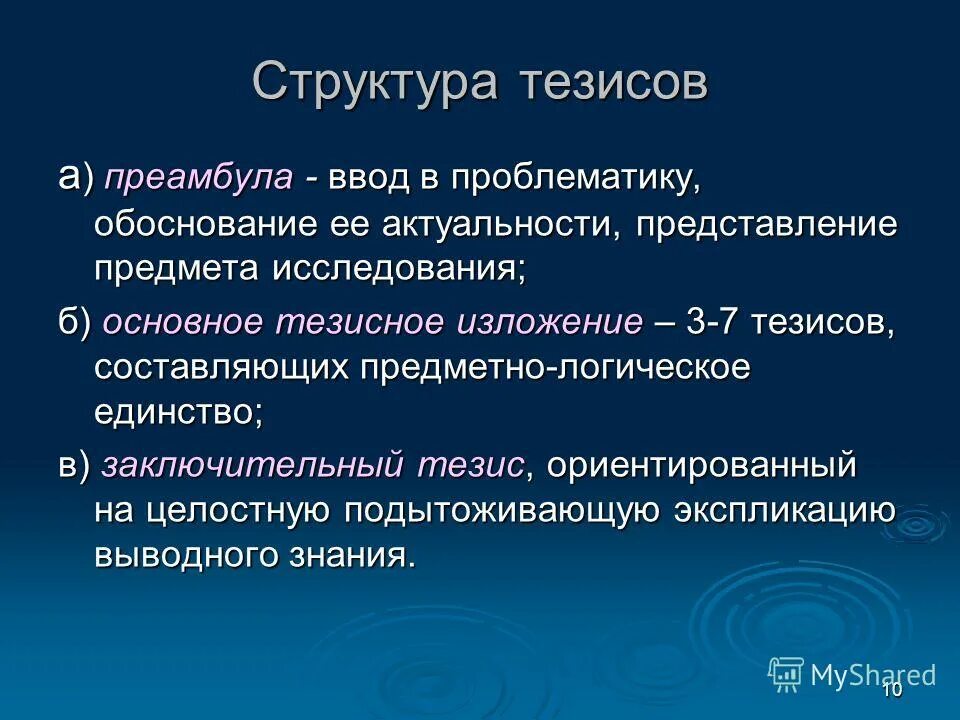 Структура тезисов