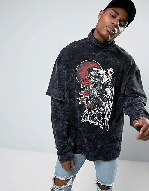 Черный лонгслив мужской оверсайз. Лонгслив с двойным рукавом оверсайз. Свитшот чёрный. Лонгслив с двойным рукавом черный. Футболка с двойным рукавом мужская.