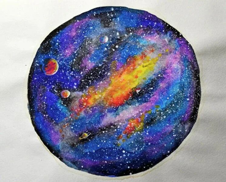 Разноцветная Планета. Планеты гуашью. Рисование космос. Космос красками для детей.