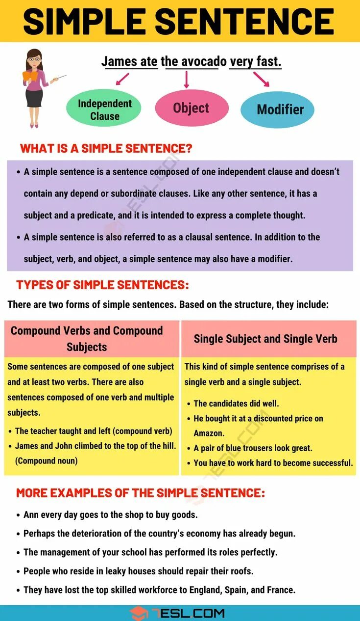 Types of simple sentence. Simple sentence. sentences in english. simple sentence example. types of simple sentences.