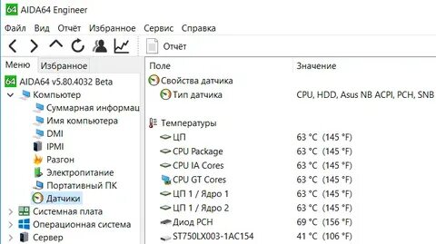 Температура pch