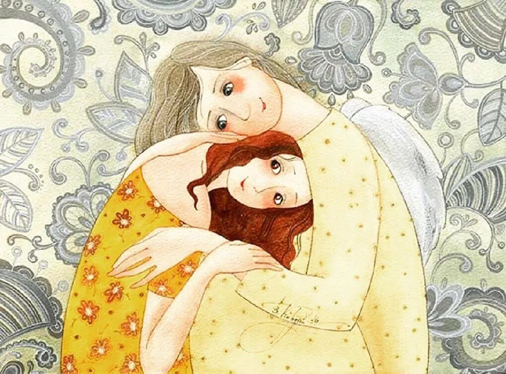 С мамой всегда тепло. Рисунки Виктории Кирдий ангелы.