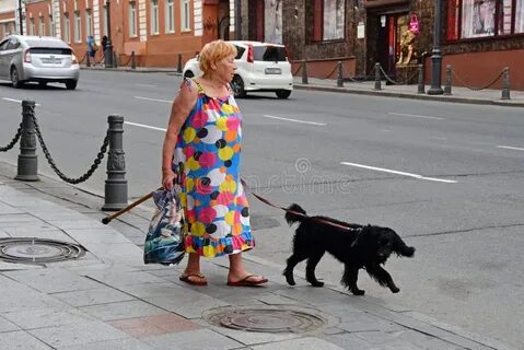 Собаки идут женщин