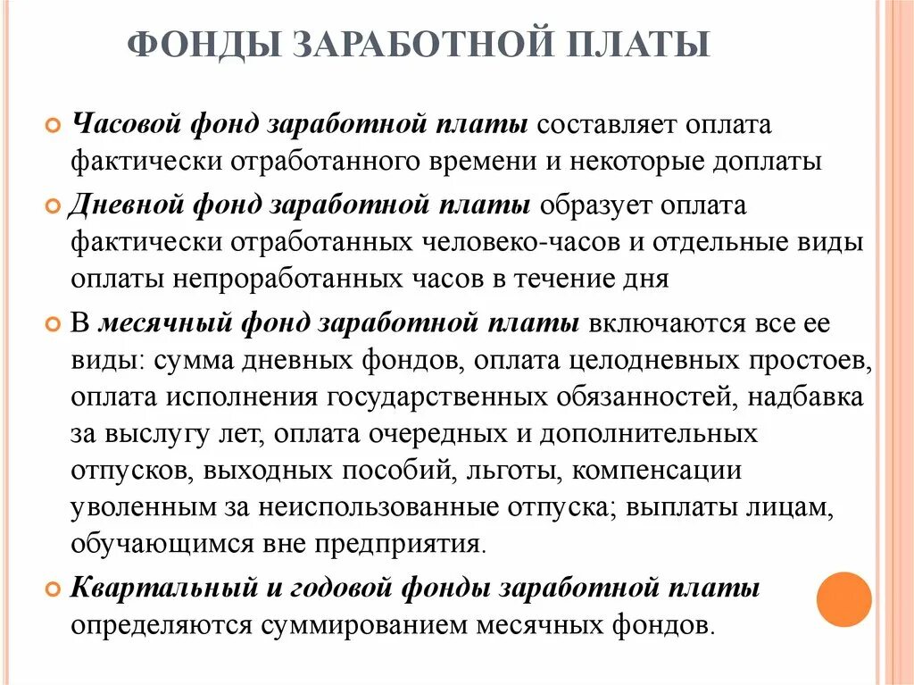 Фонд заработной платы часов