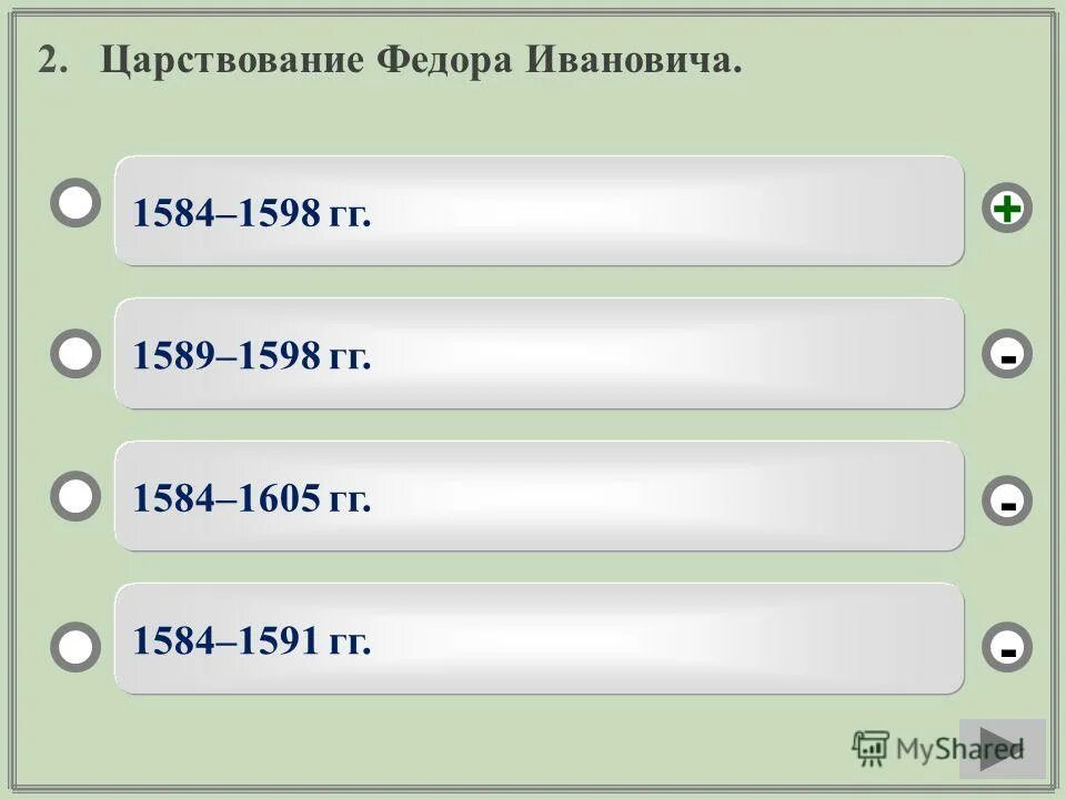 Контрольный тест россия в эпоху. Тест по Федору Ивановичу 7 класс.