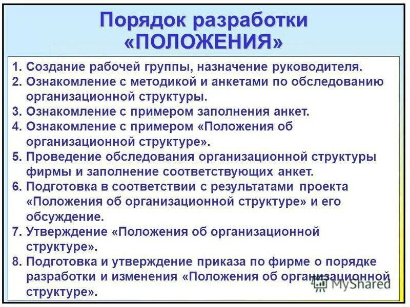 Положения включают следующие разделы. Структура положения о структурном подразделении. Структура положения. Положения разрабатываемые организацией. Порядок разработки положения.