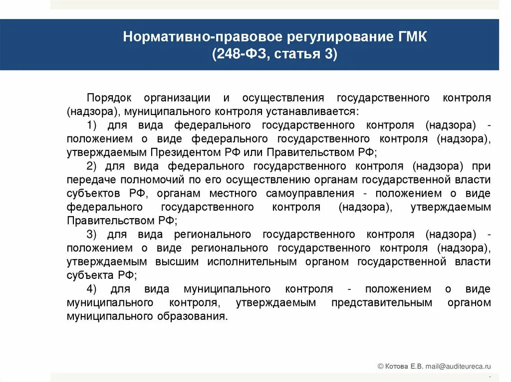 Надзор и нормативно правовое регулирование