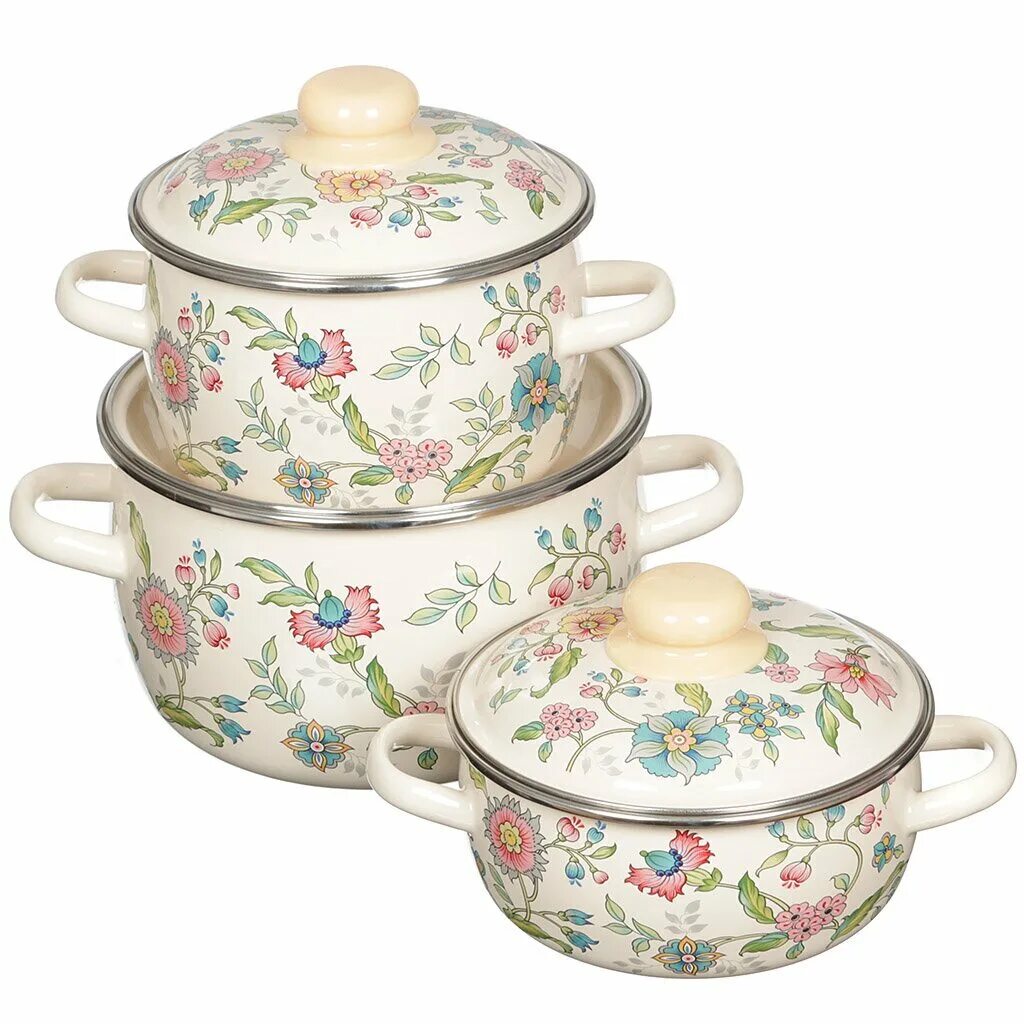 (2,6л+4,5л) со стекл. Набор эмалированной посуды. Посуда эмалированной стали. Набор № 124-4 ласковый май (1) с-124ап2/4. Кастрюля 1,5 эмалированная сталь эмаль.