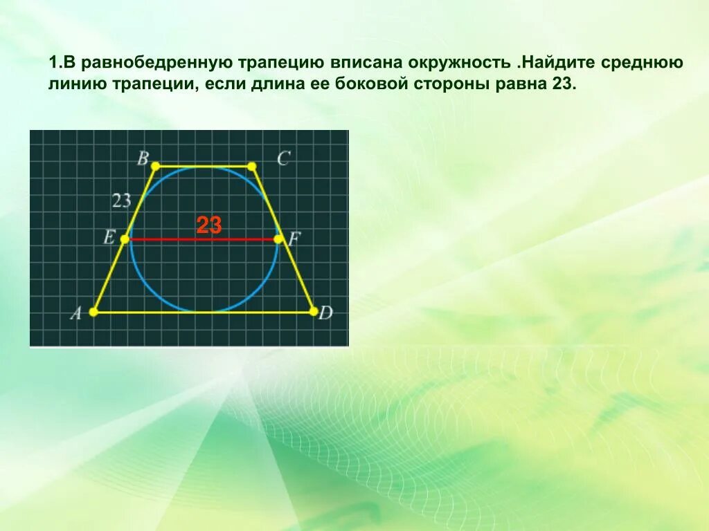 Около любой равнобедренной трапеции можно описать. Окружность вписанная в равнобедренную трапецию. В равноьедреннуб трапеуию вписали оеружность. Центр вписанной окружности в равнобедренной трапеции. Равнобедренная трапеция в окружности.