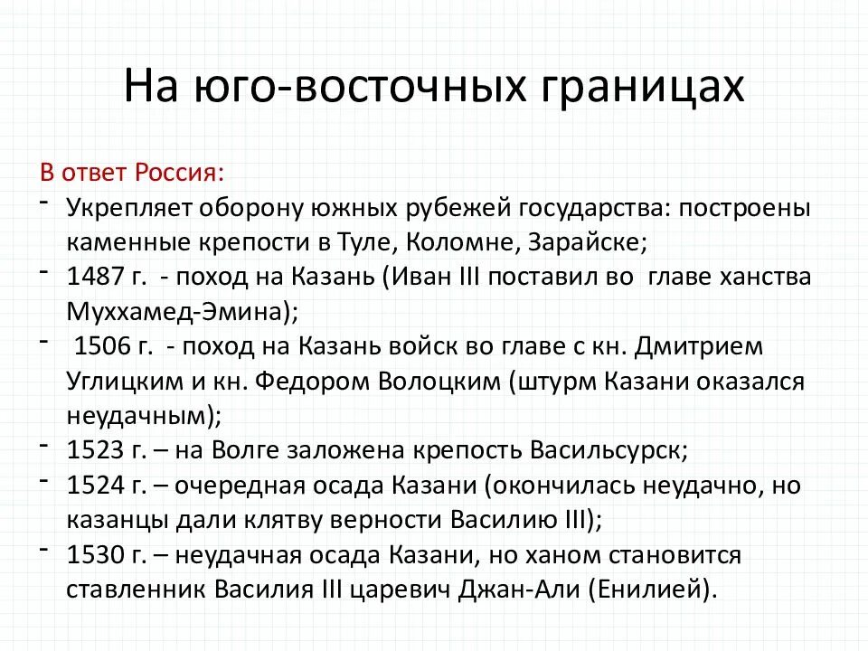 На Юго восточных границах кратко. Внешняя политика российского государства. На Юго восточных границах. Основные события на Юго восточных границах.