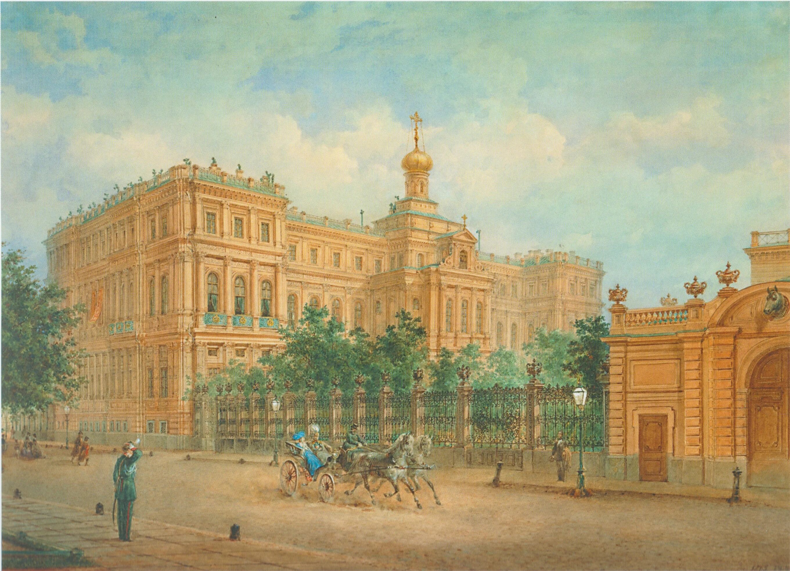 Петербург 1800 годы. Николаевский дворец Садовников.