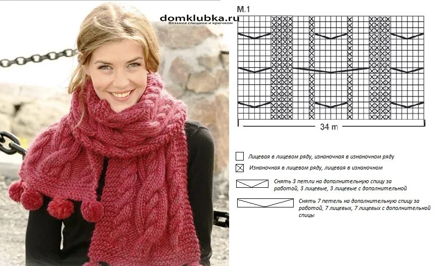 Схемы шарфов спицами для женщин