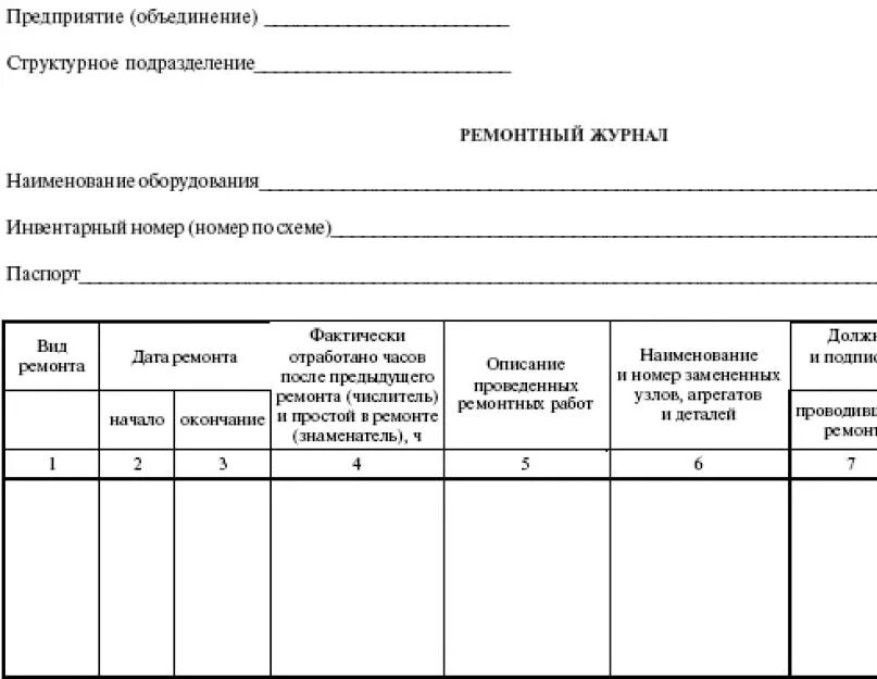 Ведение журнала ремонта. Форма журнала по техническому обслуживанию и ремонту оборудования. Журнал ведения ремонта оборудования. Журнал по ремонту оборудования образец заполнения. Форма журнала по техническому обслуживанию оборудования.