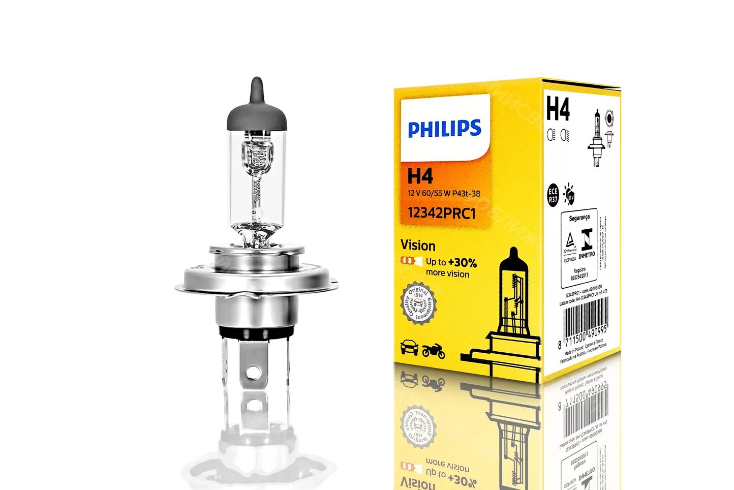 Лампа галогенная h4 12v 60/55w +30% Philips 12342prc1. Автолампа н4 12v 60/55w *30% света 12342pr, Philips. Philips h4 12342prc1. Авто лампа Philips н4 12v 60/55w Vision Premium +30.