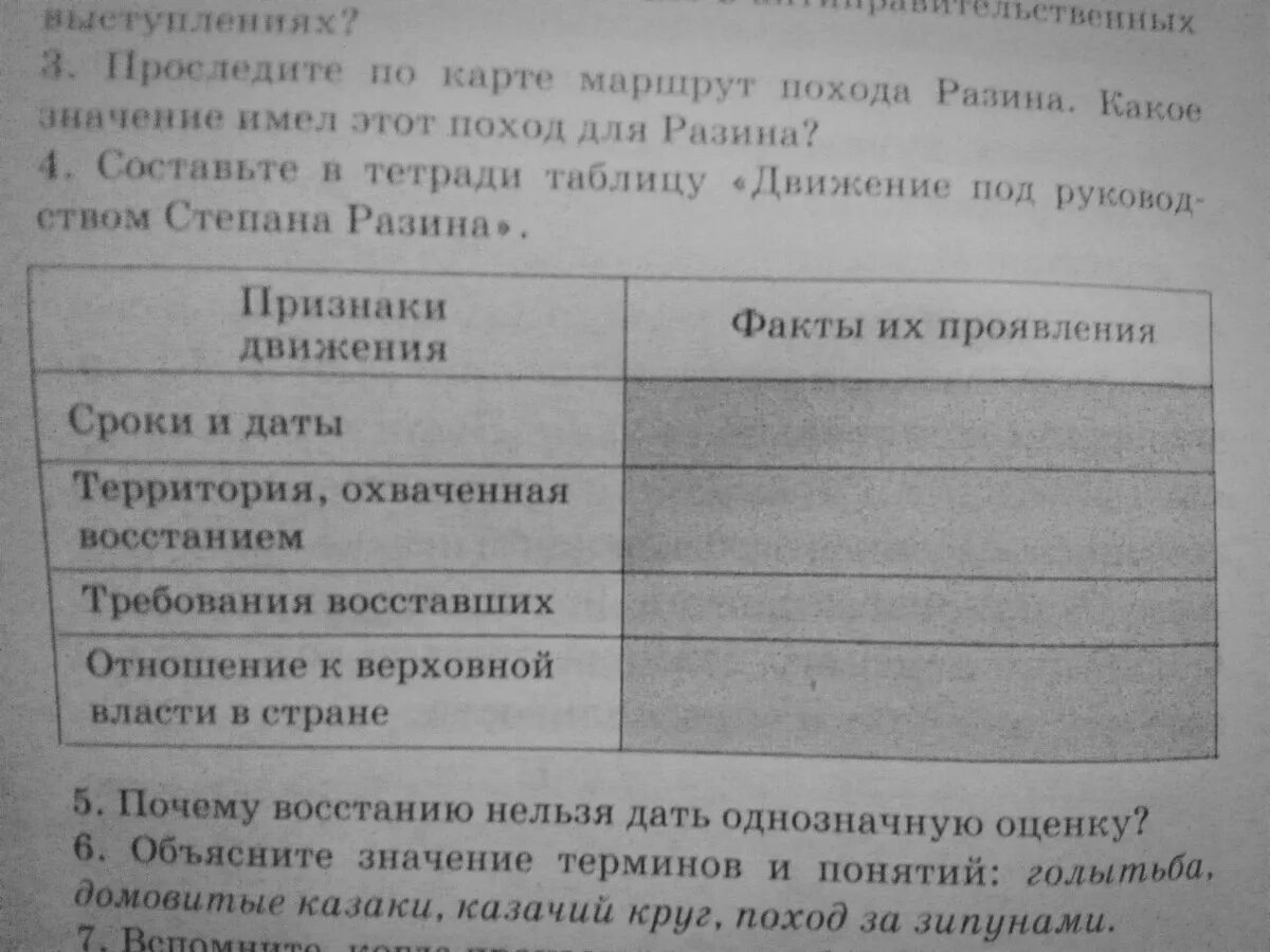 Дам 35 баллов! Составьте в тетради таблицу "Движение под руководством Степана Ра