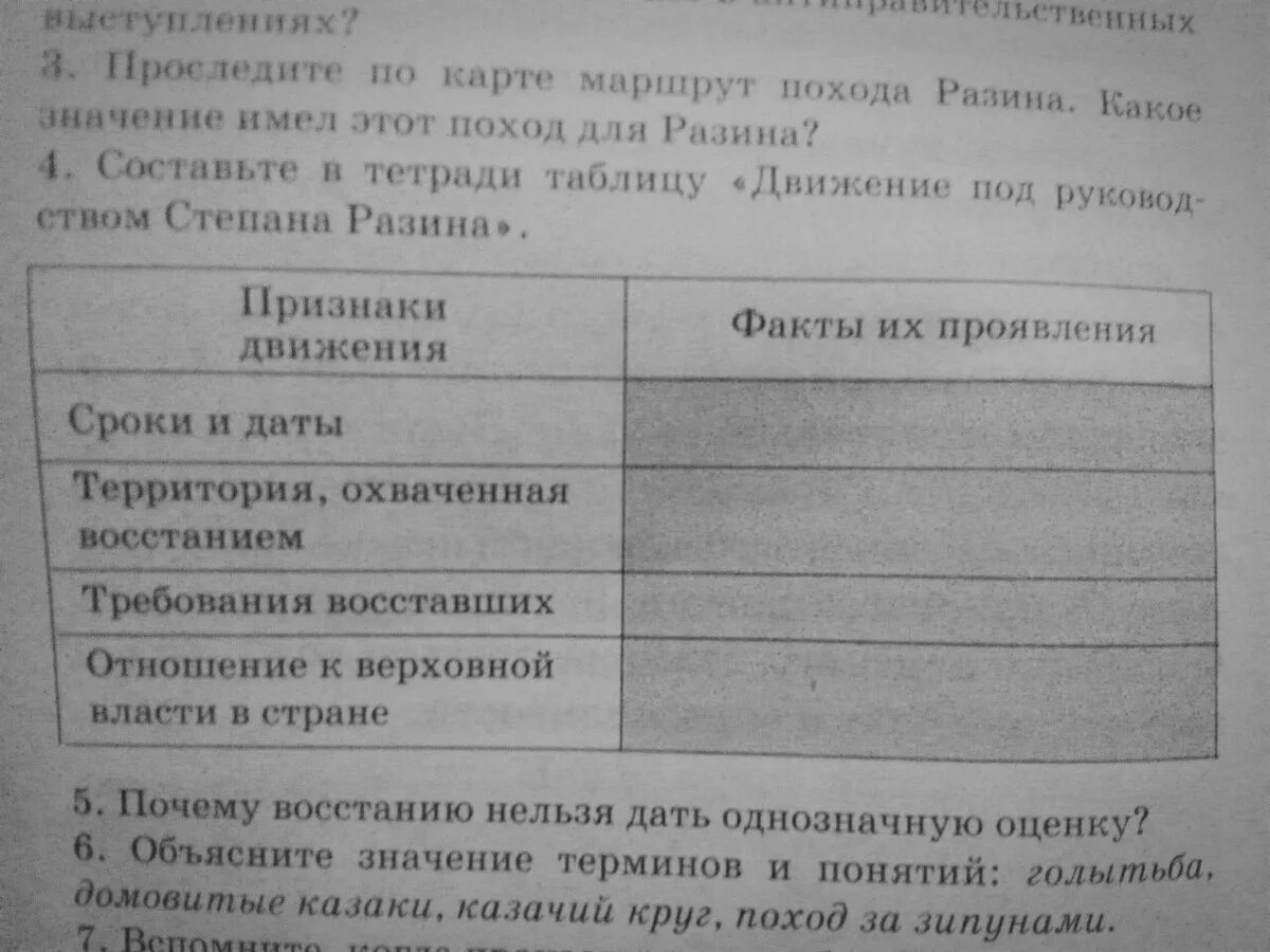 История 5 класс составьте в тетради таблицу. Движение Разина таблица. Движение Степана Разина таблица. Движение под руководством Степана Разина таблица. Составьте в тетради таблицу.