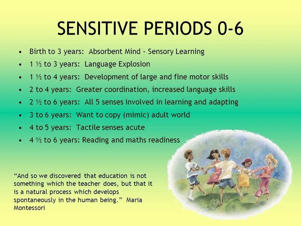 Sensitive period. What is it Montessori. Maria Montessori the Absorbent Mind. Sensible and sensitive book.