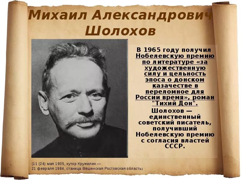 Станица давшая нобелевского лауреата по литературе 9. Михаил александрович шолохов нобелевская премия. шолохов лауреат нобелевской премии по литературе. михаил шолохов 1965. русский писатель михаил шолохов.