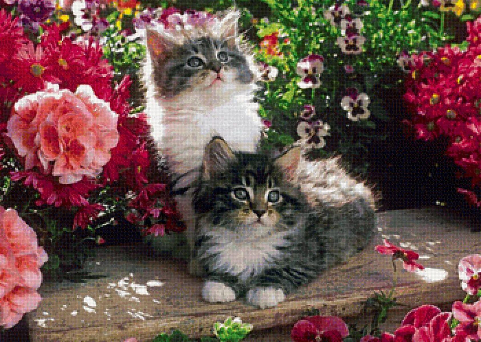 Котенок любит играть с цветами. Котенок в цветах. Кошечка в цветах. Котик с цветочком. Красивые котята.