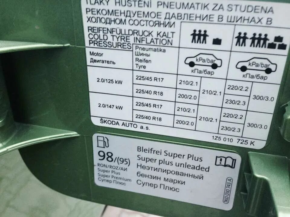 Давление в колесах шкода. Табличка давления в шинах шкода суперб 2. skoda octavia табличка давления в шинах. давление в шинах skoda octavia a7.