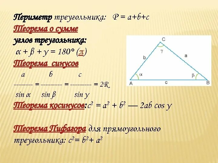 Теорема косинусов угла б. Периметр треугольника через косинус. Теорема периметра треугольника. Сумма периметров треугольников. Теорема косинусов.