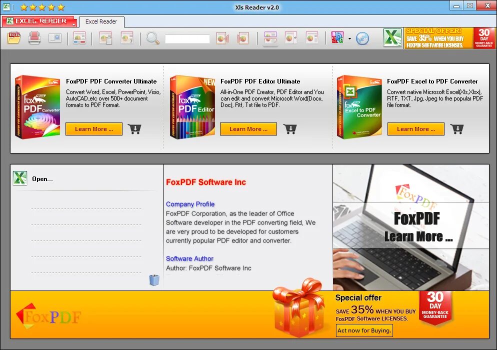 Xls viewer. Foxpdf pdf editor. xlsx. просмотрщик microsoft. excel reader.
