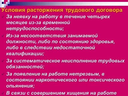 Прекращение трудового договора сообщение