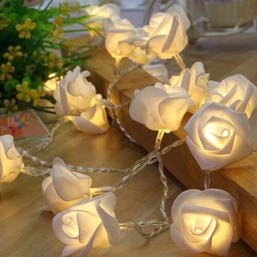 2M 20Leds Rose Flower String Lights Battery Operated Lamp For Valentine Wedding 