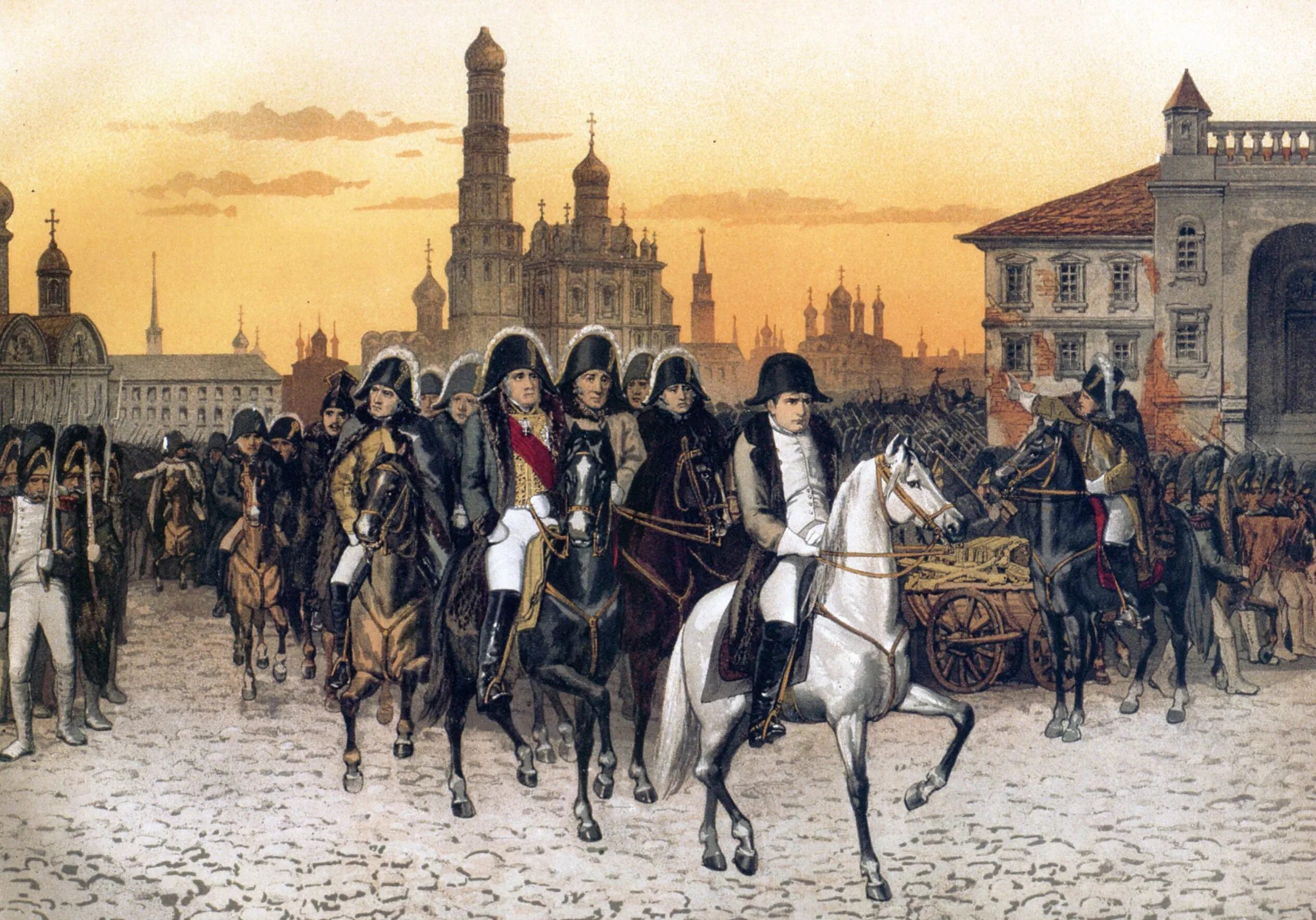 Картина вошли. Наполеон Бонапарт в России 1812. Наполеон Бонапарт война 1812 Москву. Наполеон в Москве 1812. Алексей Кившенко въезд Наполеона в Кремль картина.