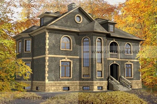 Проект двухэтажного дома с цокольным этажом и вторым светом House styles, House,