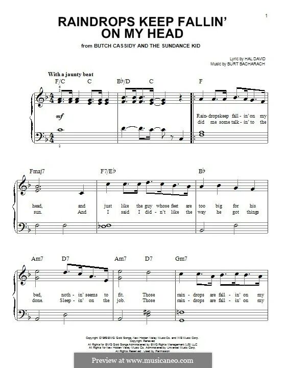 Raindrops falling on my head аккорды. Raindrops keep falling on my head ноты для фортепиано. raindrops keep falling on my head. b.j.thomas - raindrops keep falling on my head. ноты. raindrops keep.