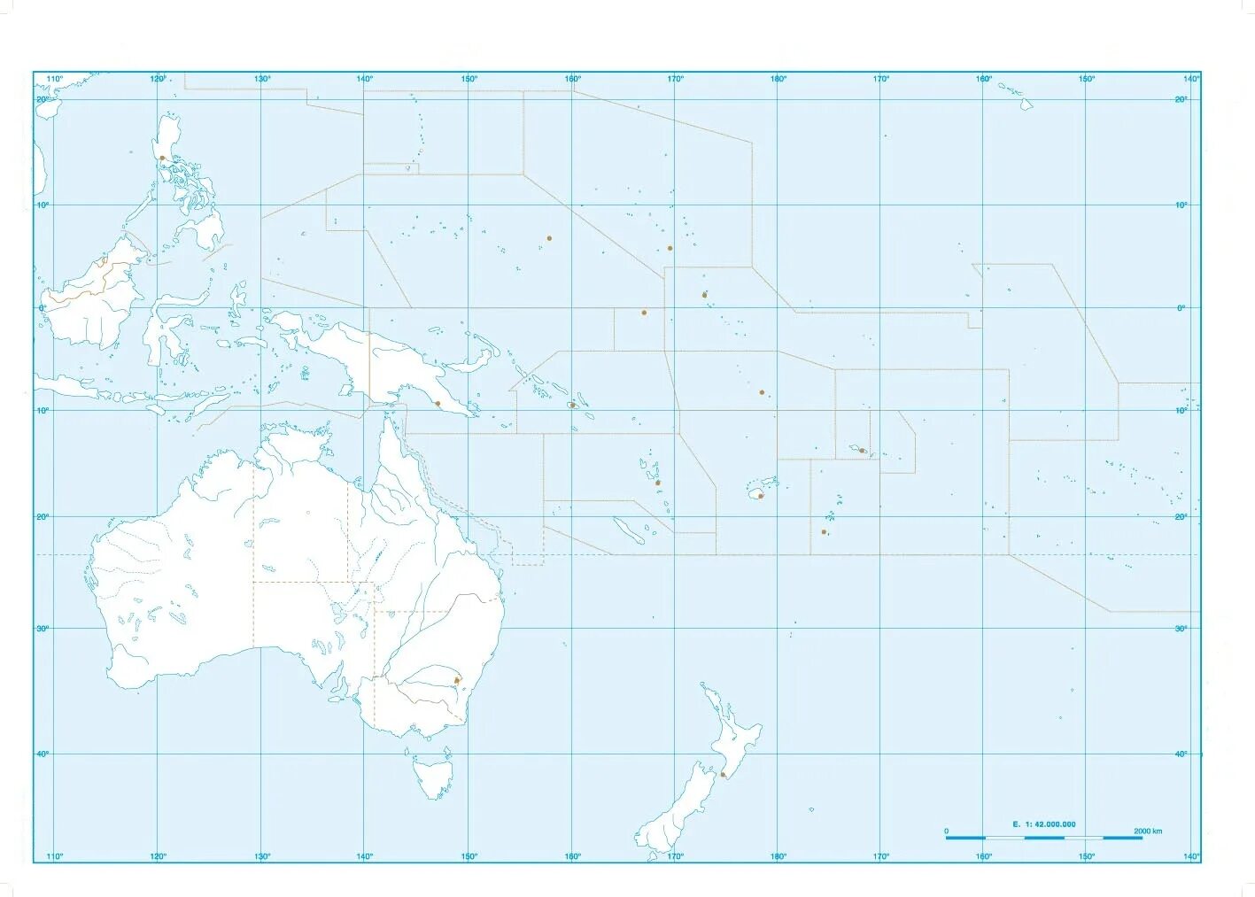 Австралия карта географическая контурная 7 класс