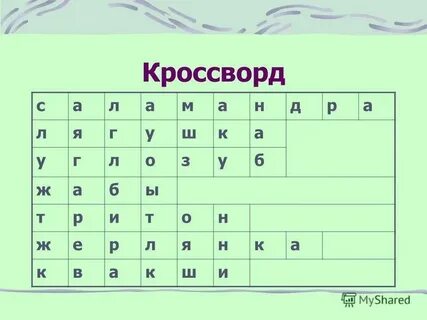 Кроссворд на тему земноводные 7