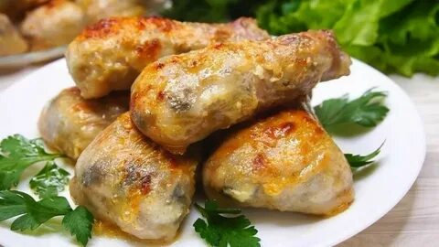 Куриные голени с грибами в духовке рецепт