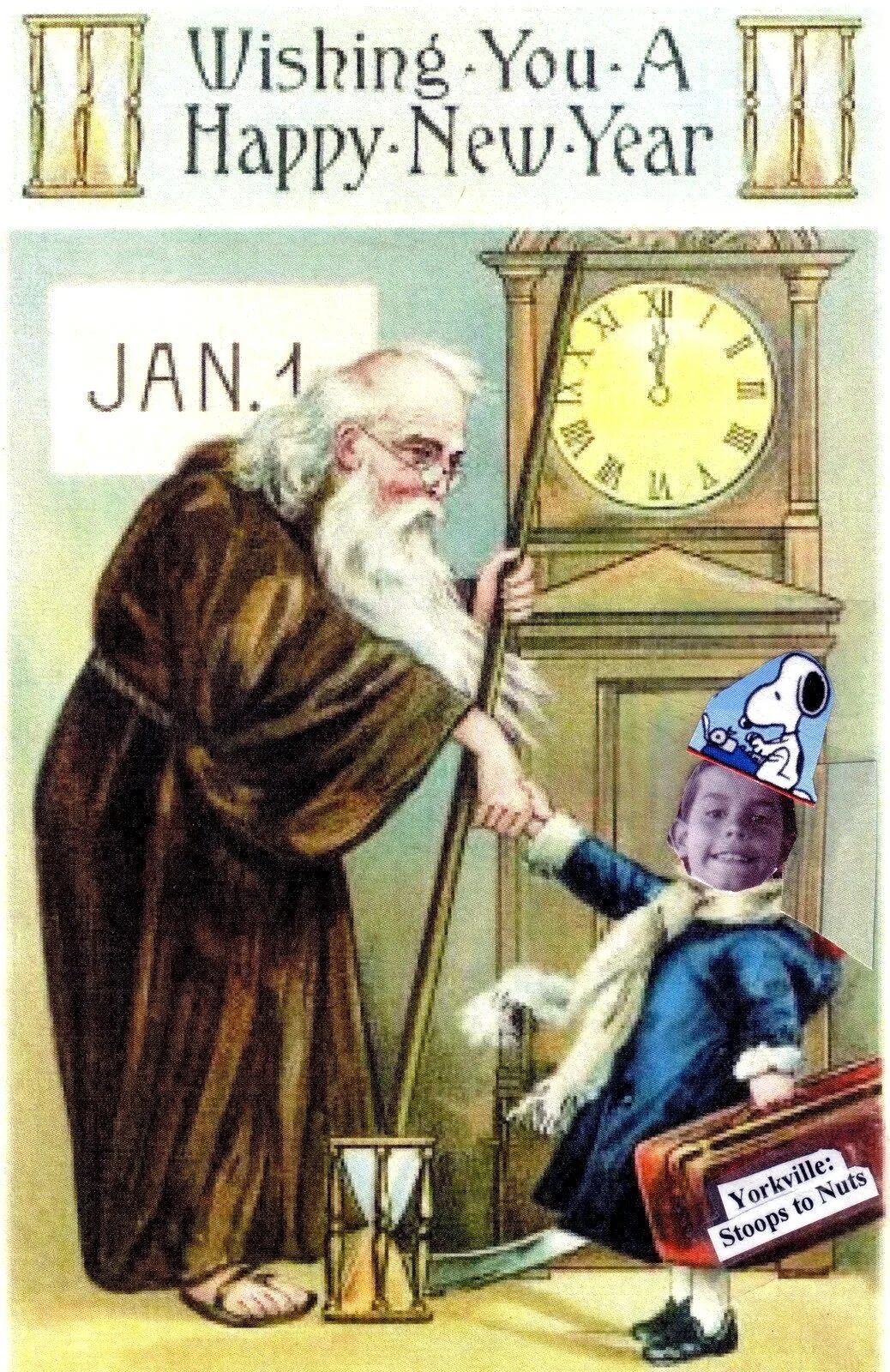 Открытка на old New year. Открытка Happy old New year. Father time. Old father time.