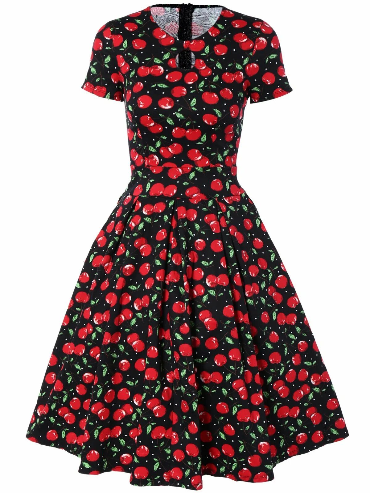 Платье с вишенками. Cherry dress. Cherry dress. Летнее платье с вишнями. Платье с вишенками.