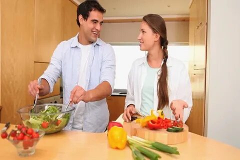 Lover getting in the kitchen