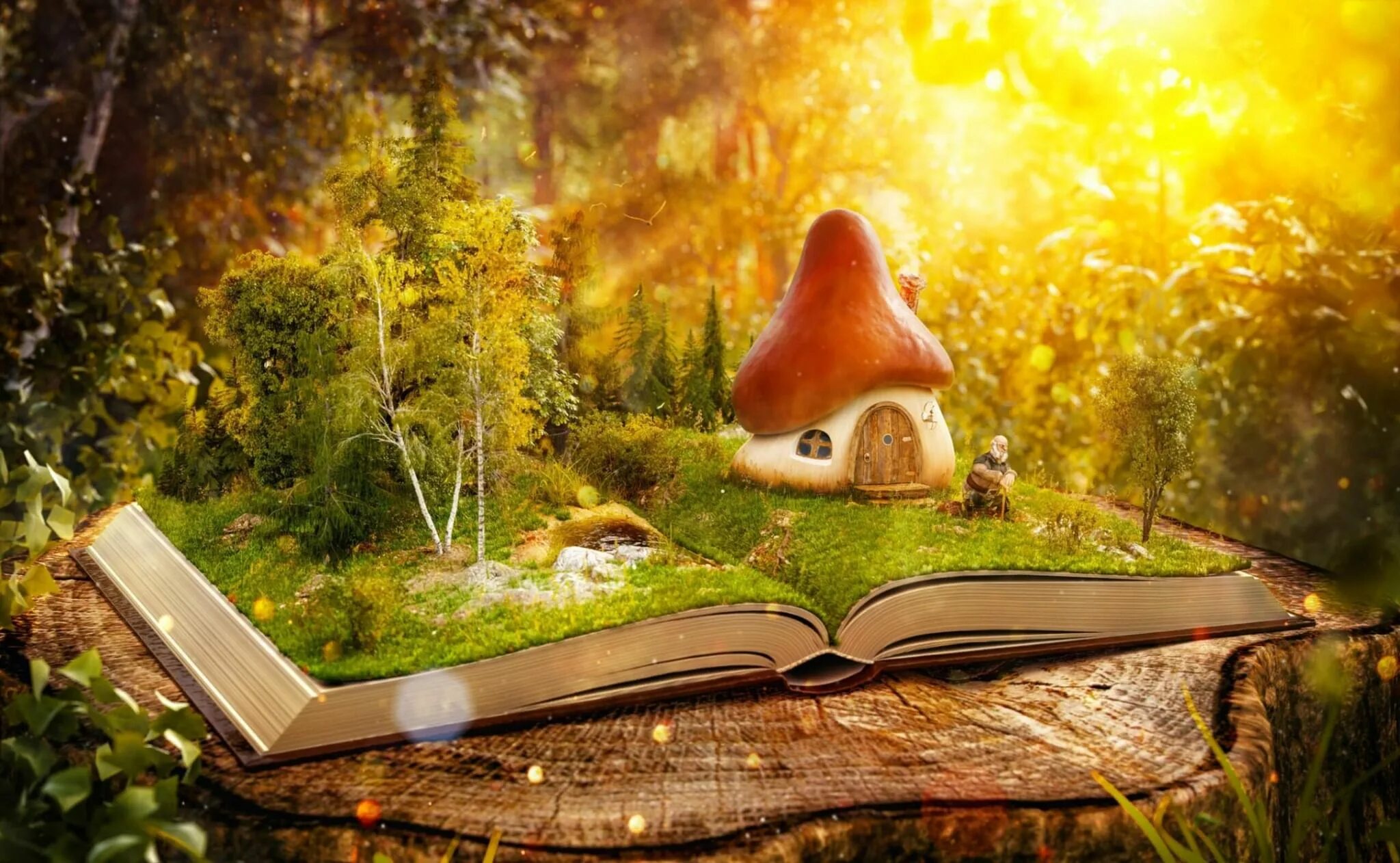 Сказочная книга. Волшебная книга. Чтение на природе. Волшебная книга для детей.