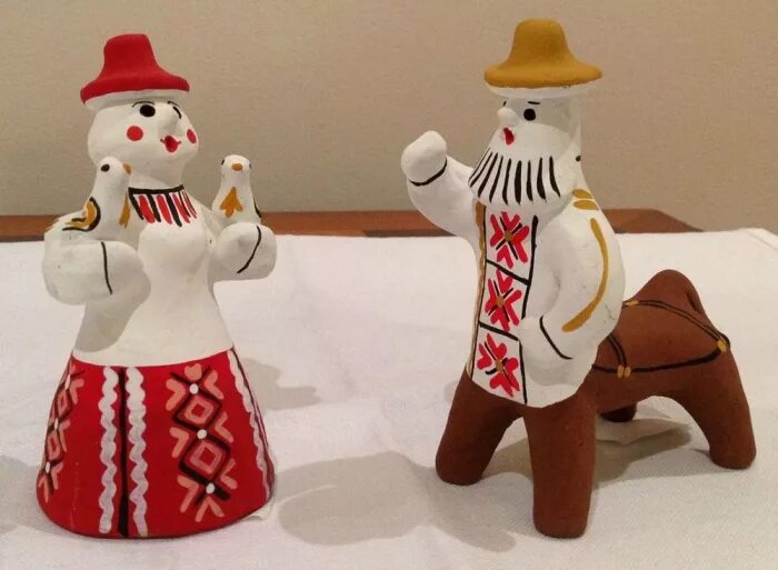 народные промыслы вятки киров. русская матрешка. каргопольская глиняная игрушка элементы росписи. абашево абашевская игрушка. символическая игрушка.