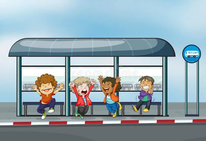 Аня ждет автобус на остановке изобразите. Дети на остановке. Автобусная остановка иллюстрация. Картина остановка для детей. Автобусная остановка для детей.