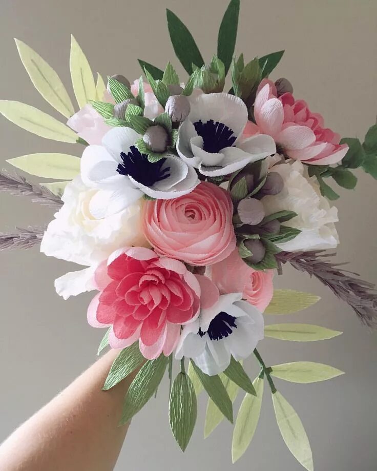 Бумажный букет невесты - свадебное оригами. Букет невесты и бутоньерка Flores
