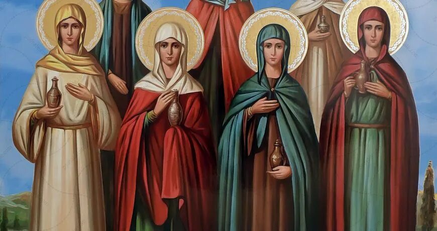 Жен мироносец. Жены-мироносицы, икона. икона святых жен мироносиц. жены мироносицы святые, икона. неделя 3-я по пасхе, свв. жен-мироносиц.